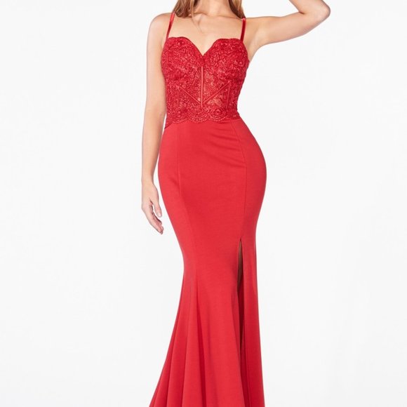 Sweetheart Neck Slit Knee-Length Dress